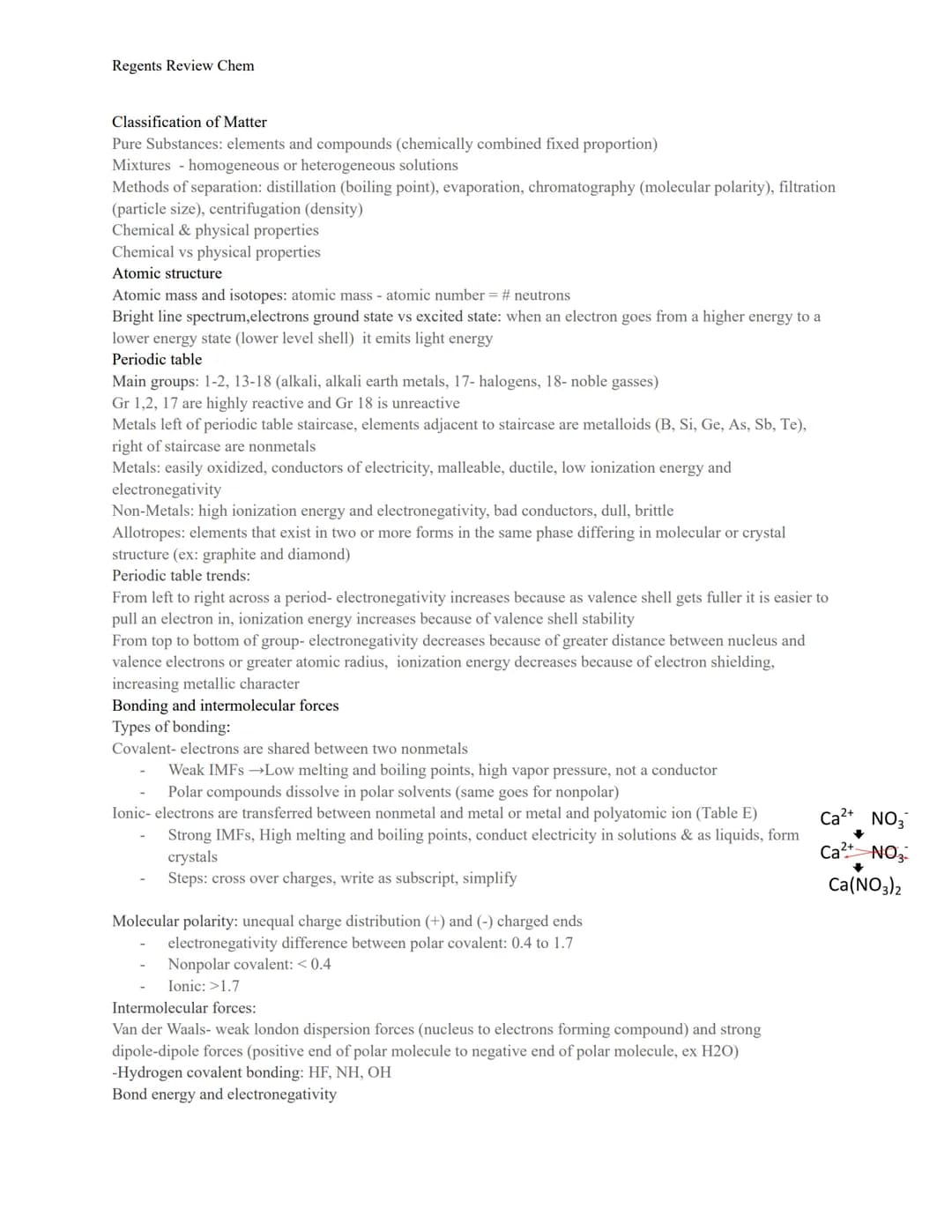 Regents Review Chem
Classification of Matter
Pure Substances: elements and compounds (chemically combined fixed proportion)
Mixtures - homog