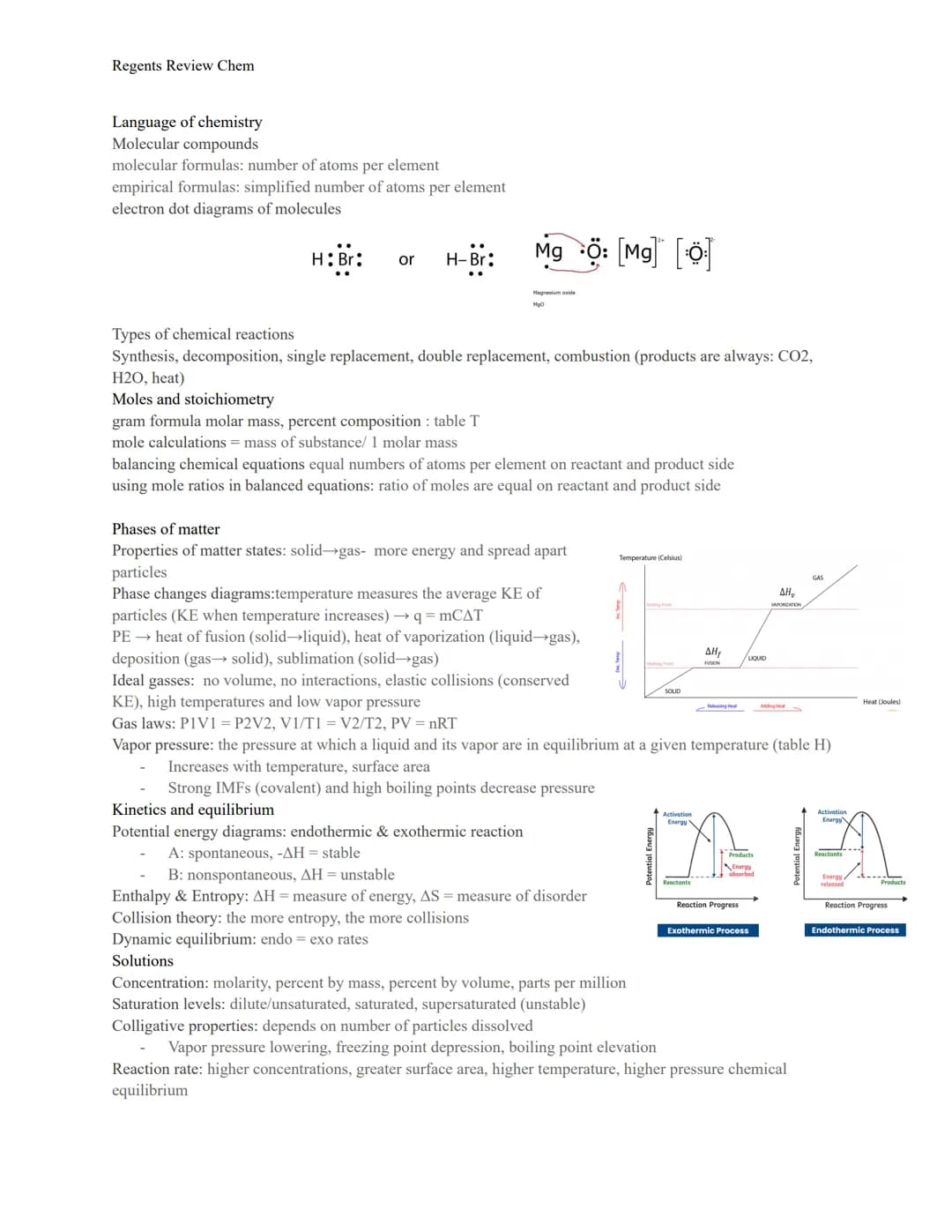 Regents Review Chem
Classification of Matter
Pure Substances: elements and compounds (chemically combined fixed proportion)
Mixtures - homog