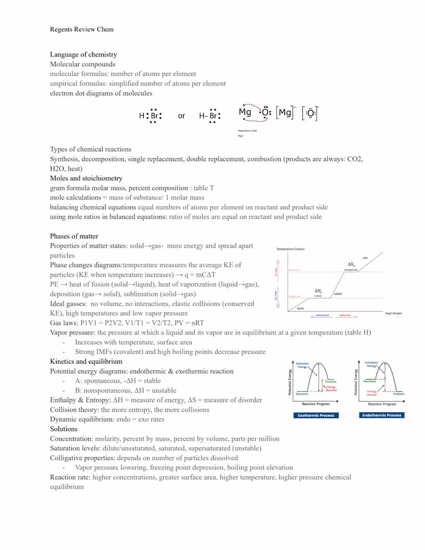Regents Review Chem
Classification of Matter
Pure Substances: elements and compounds (chemically combined fixed proportion)
Mixtures - homog