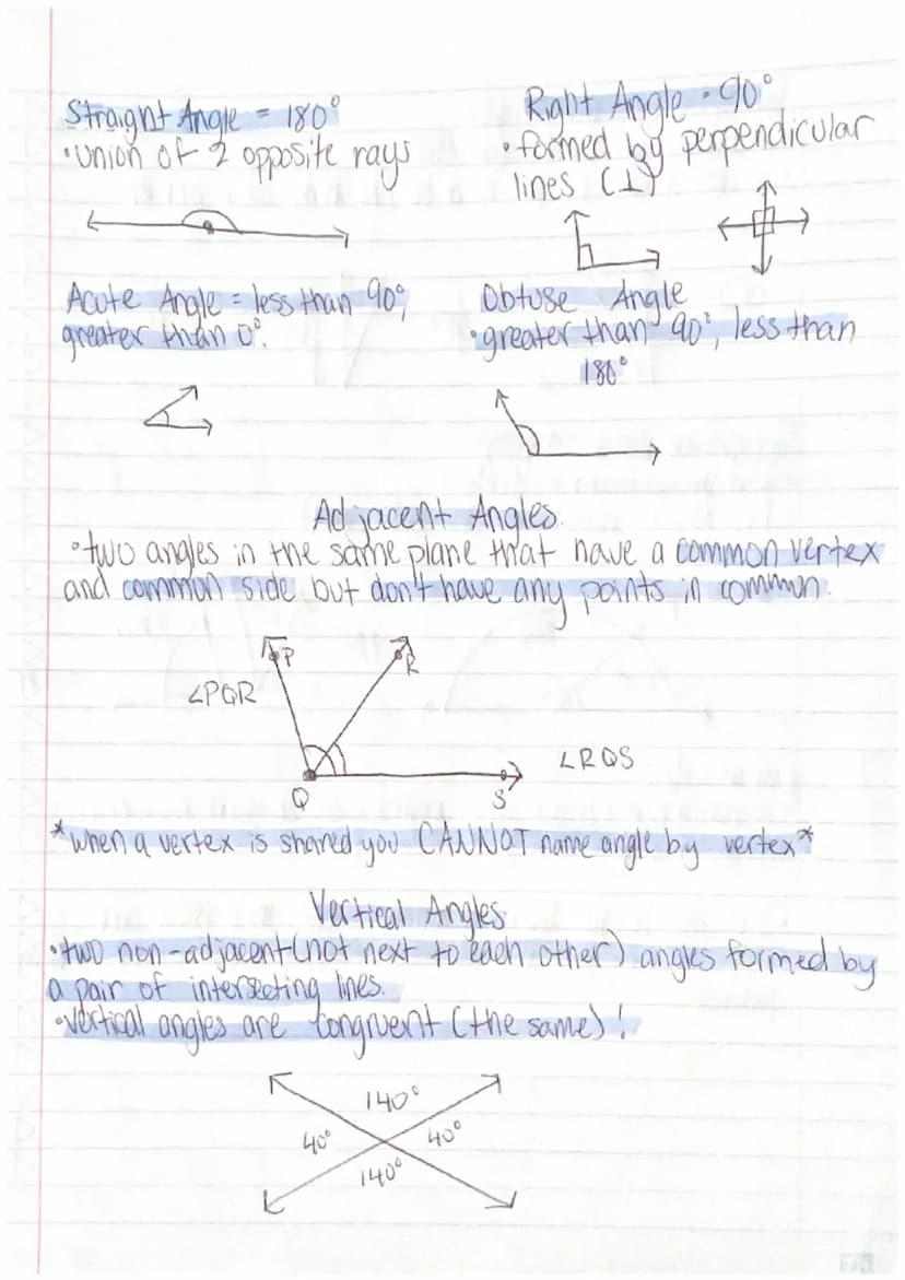 Lesson 2-01
ways to name an angle
Dvertex-use name of vertex
if it is not shared
ex). <B
2) Number /Letter - Single #
or letter inside the a