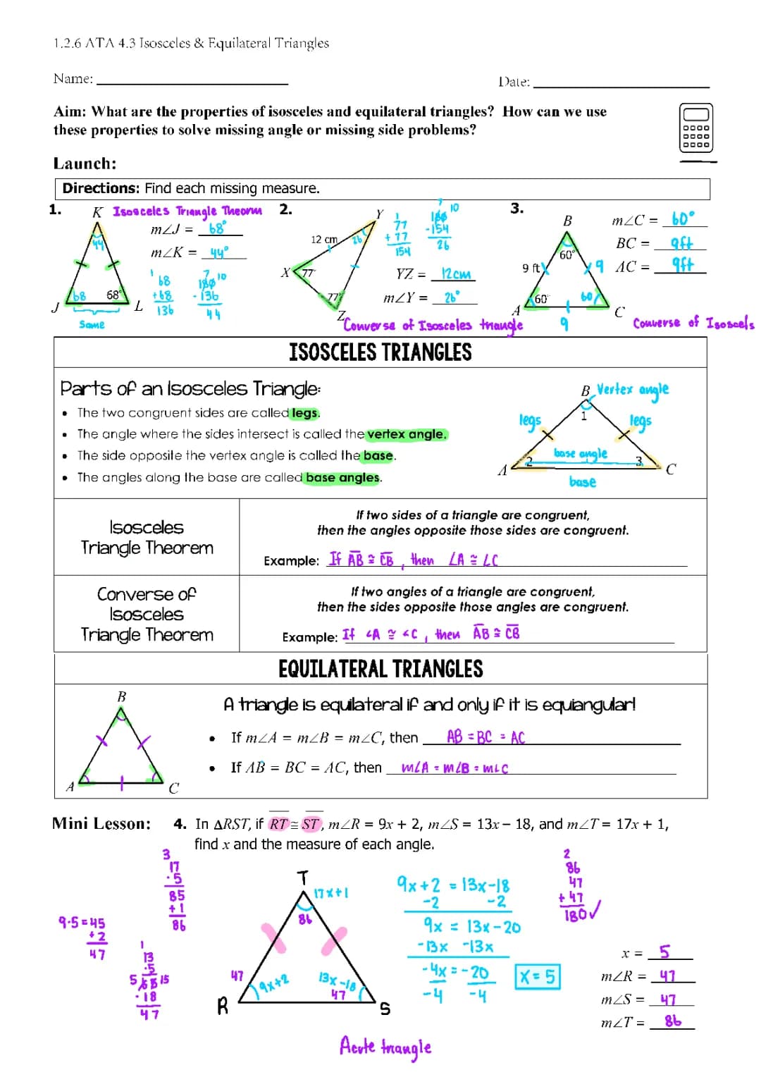 Fun with Triangles: Isosceles, Equilateral & Scalene Worksheet