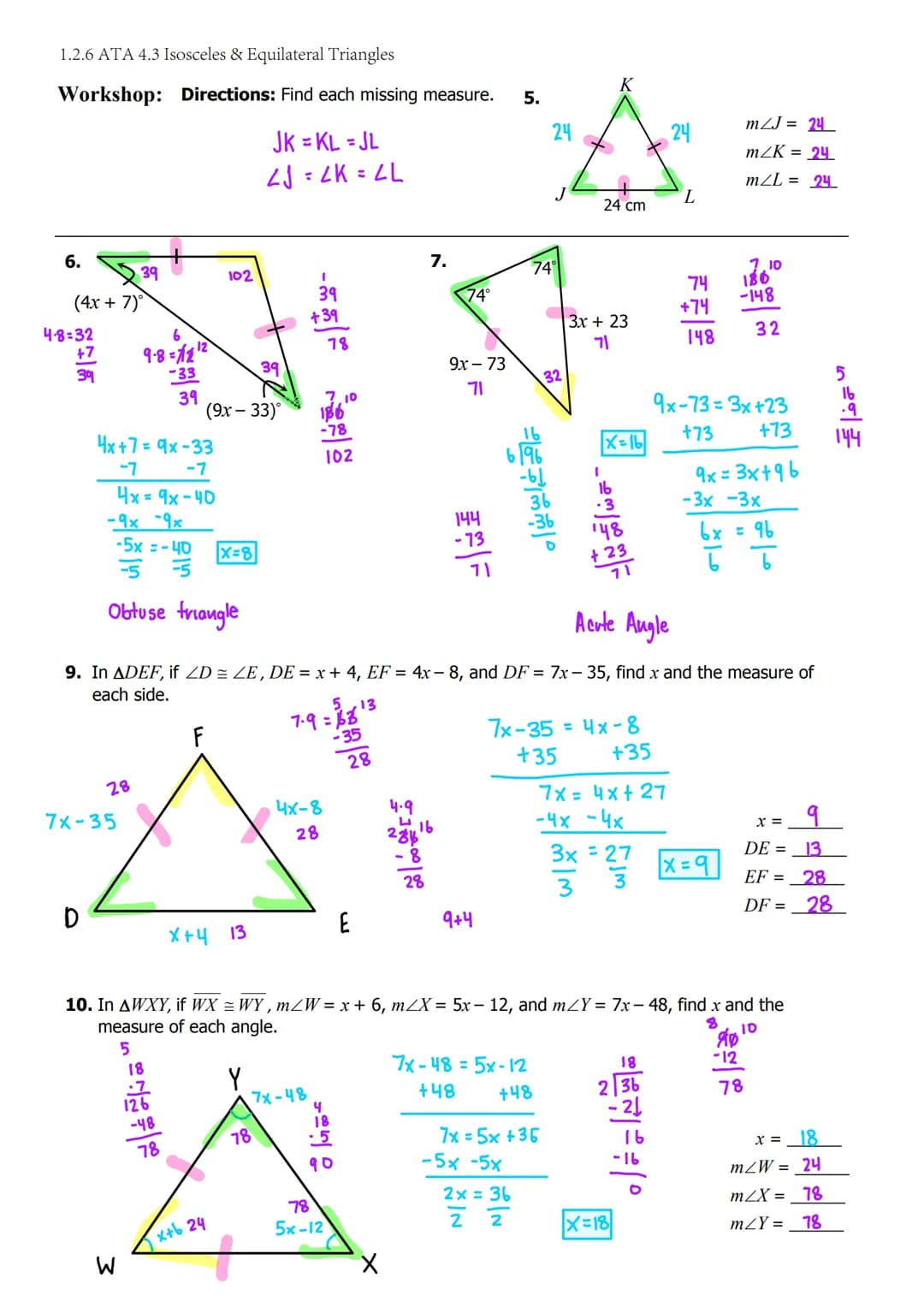 1.2.6 ATA 4.3 Isosceles & Equilateral Triangles
Date:
Aim: What are the properties of isosceles and equilateral triangles? How can we use
th