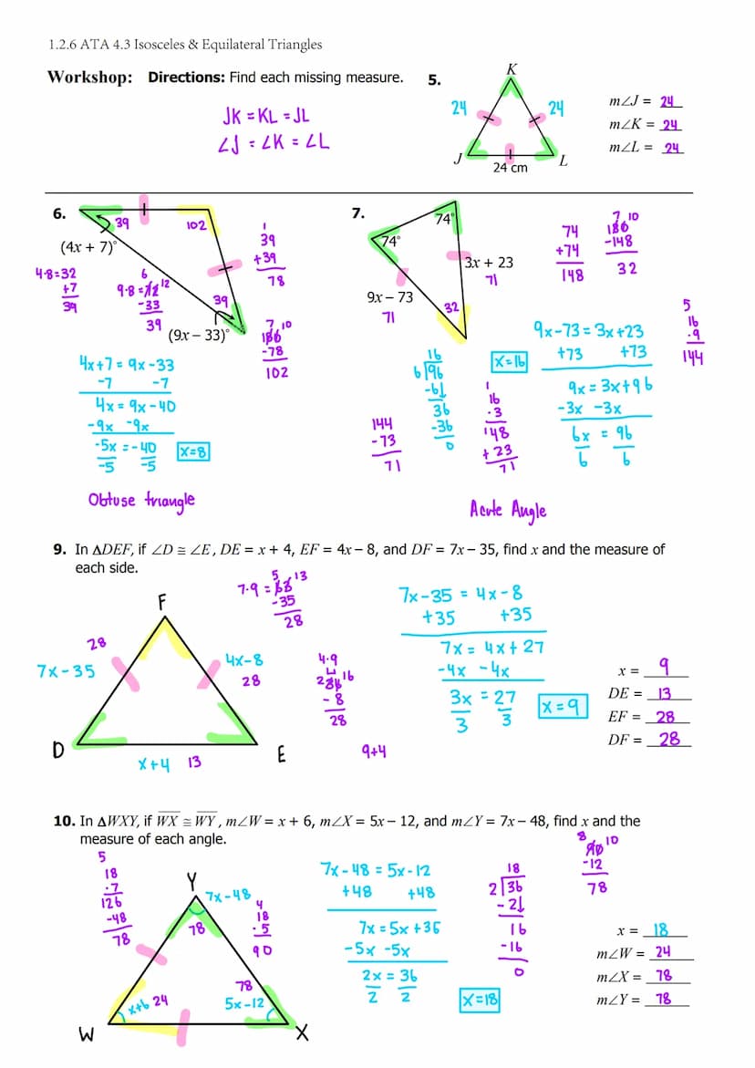 1.2.6 ATA 4.3 Isosceles & Equilateral Triangles
Date:
Aim: What are the properties of isosceles and equilateral triangles? How can we use
th