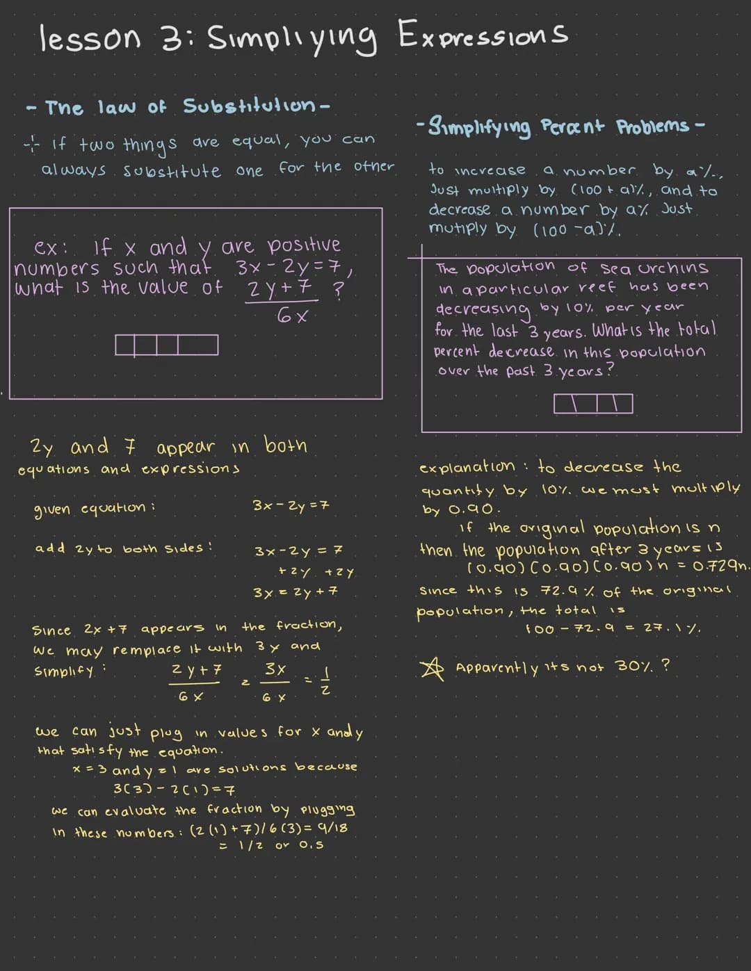 Easy Math Tricks: Substitution, Population Change, and Factoring Fun!