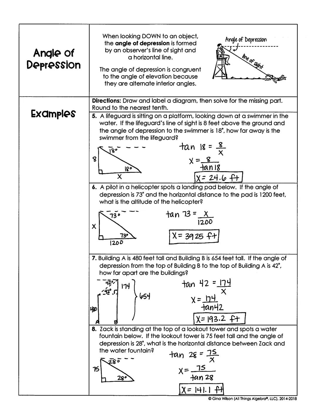Name:

Date:

Topic:

Class:

Main Ideas/Questions

Notes/Examples

# Angle of Elevation

When looking UP to an object, the
angle of elevati