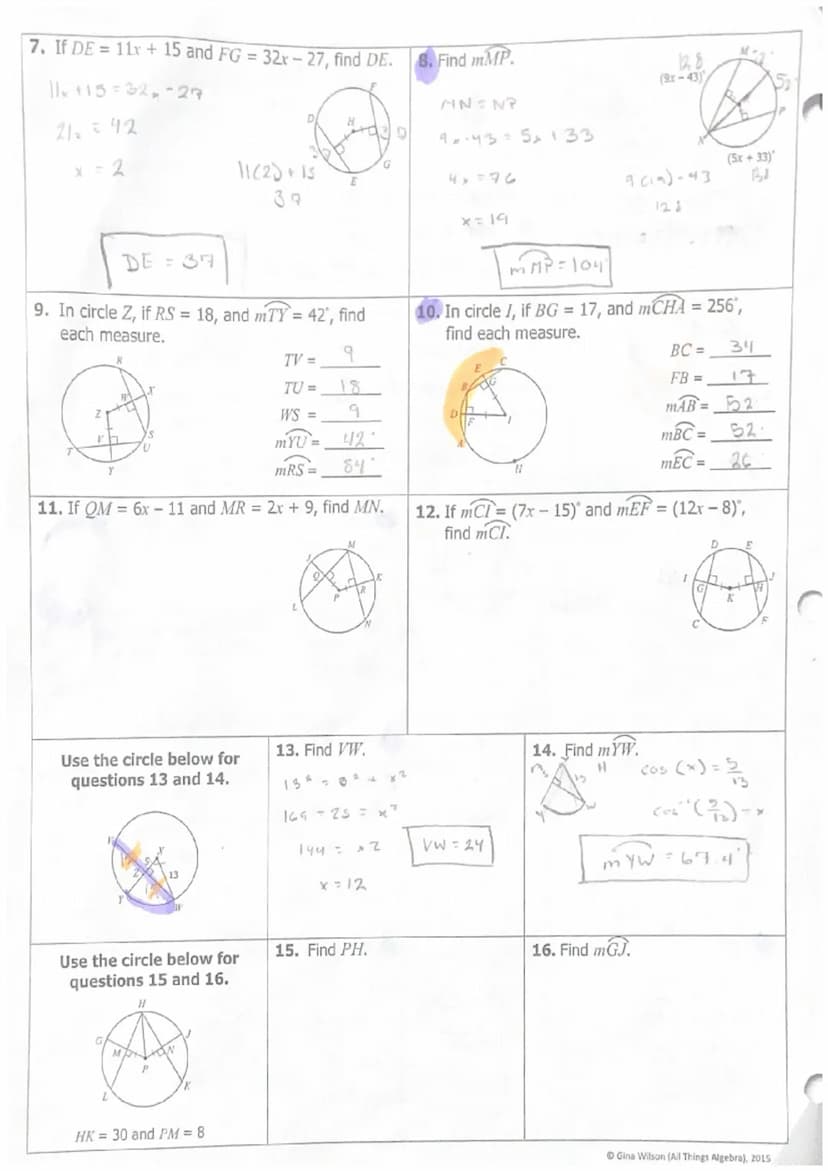 Topic: 10.3 USING CHORDS
Main Ideas/Questions
Gongruent
Chords & Arcs
H
B
A
F
D
Notes
Class:
• Two chords are congruent if and only if:
a) T