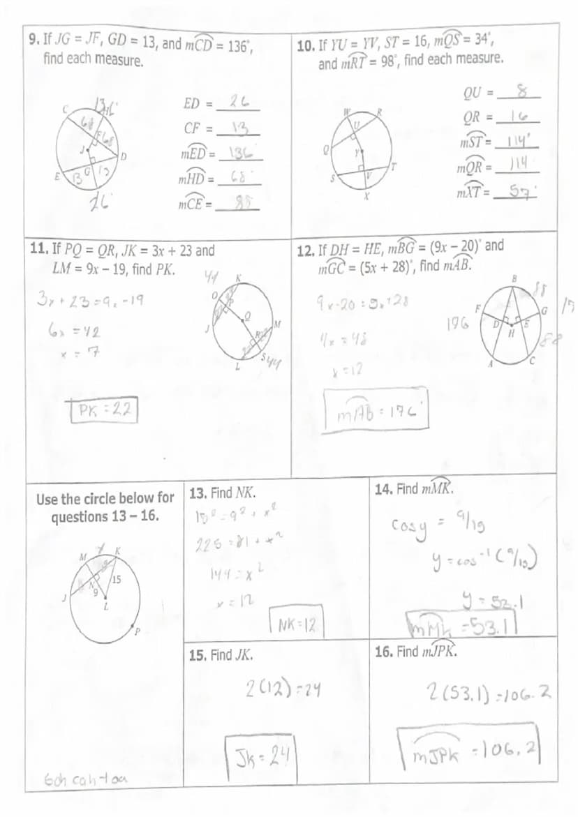 Topic: 10.3 USING CHORDS
Main Ideas/Questions
Gongruent
Chords & Arcs
H
B
A
F
D
Notes
Class:
• Two chords are congruent if and only if:
a) T