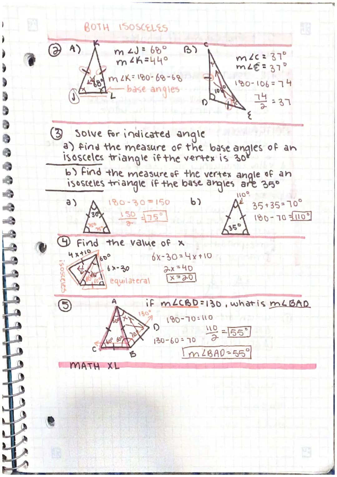 2.3 Classifying Triangles
VOCAB
BY SIDE
EQU LATERAL triange have 3 equal sides.
ISOSCELES triangle has two equal sides.
SCALENE angle has no