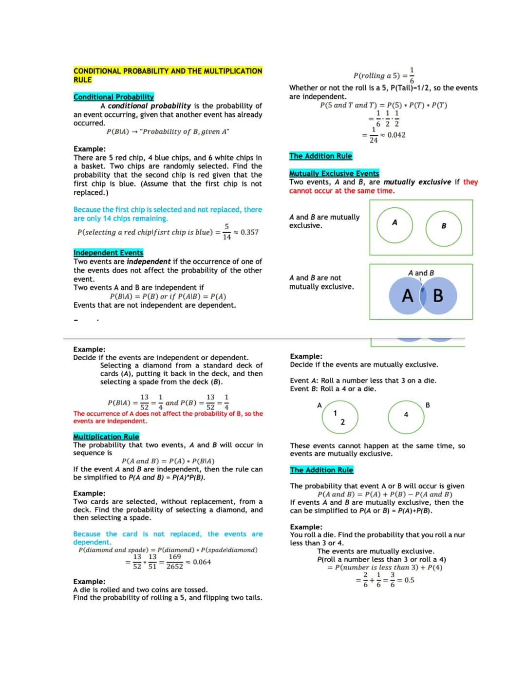 CONDITIONAL PROBABILITY AND THE MULTIPLICATION
RULE
Conditional Probability
A conditional probability is the probability of
an event occurri