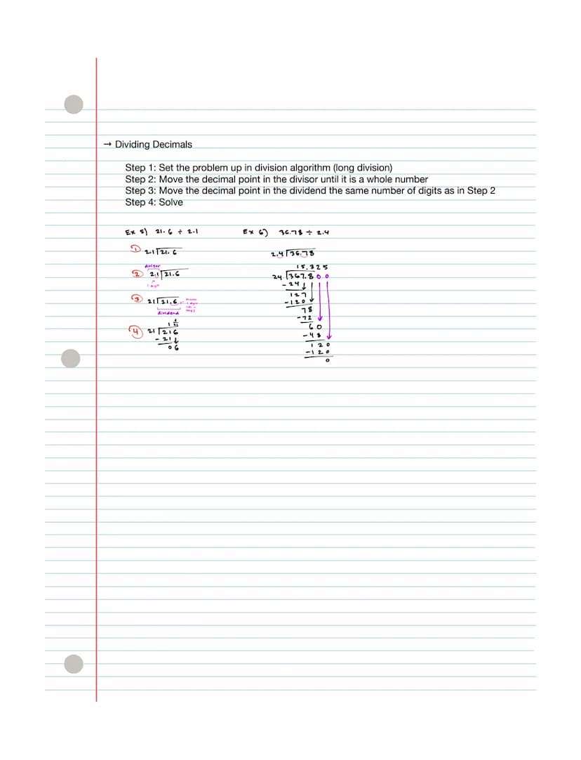 Operations with Decimals
→Adding and Subtracting Decimals
Step 1: Line up the decimals. Add extra zeros if necessary.
Step 2: Add or subtrac