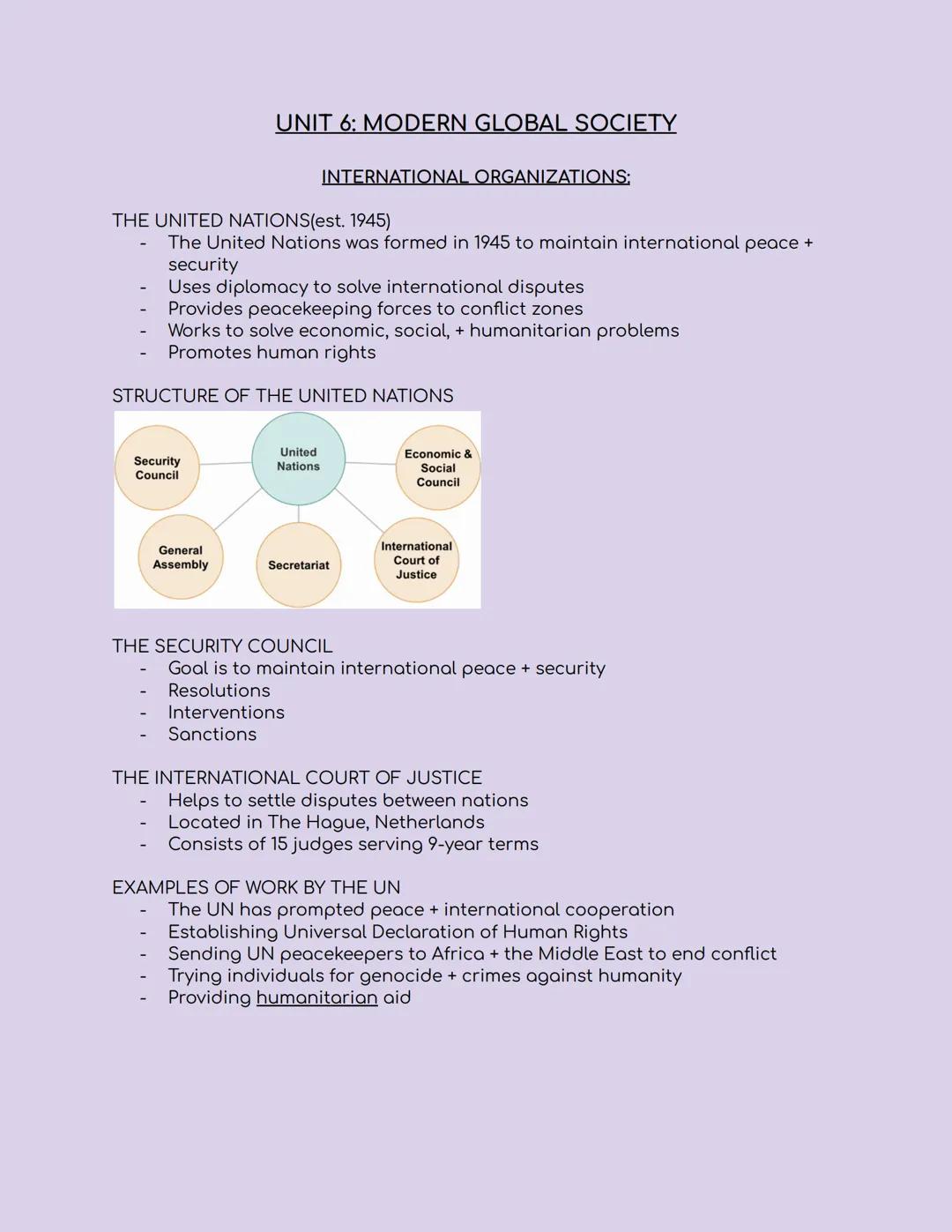 World History Semester 2: Unit 6 Modern Global Society