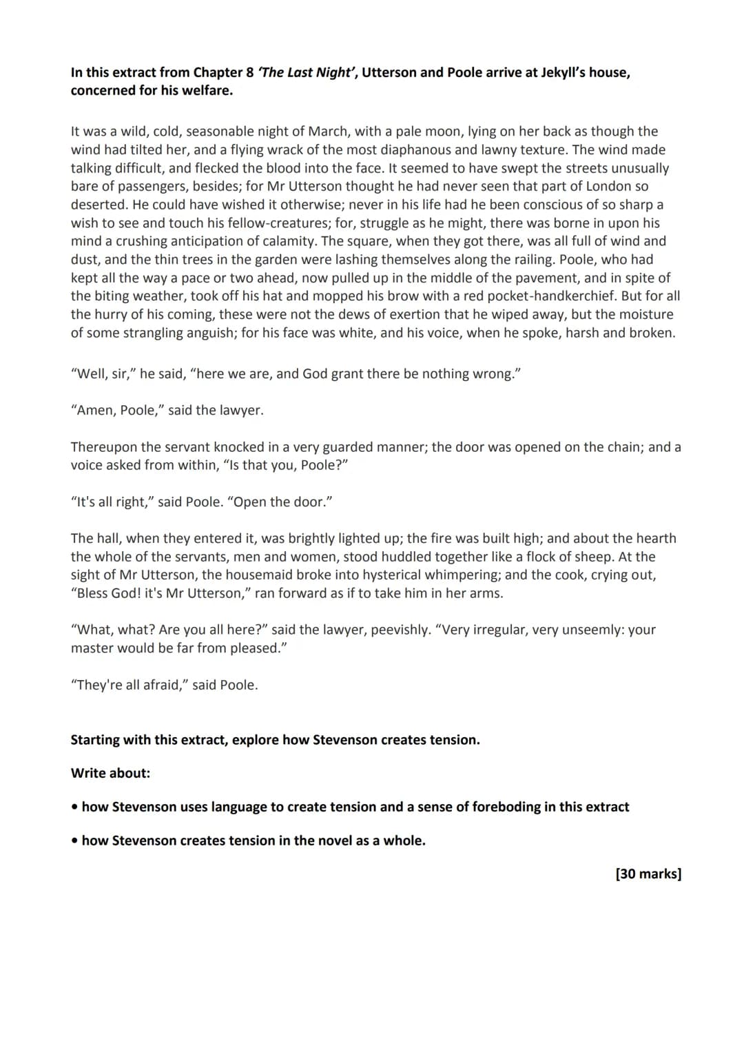 AQA Practice Questions: Dr Jekyll and Mr Hyde
In this extract from Chapter 1, 'Story of the Door', Enfield describes to Utterson an incident