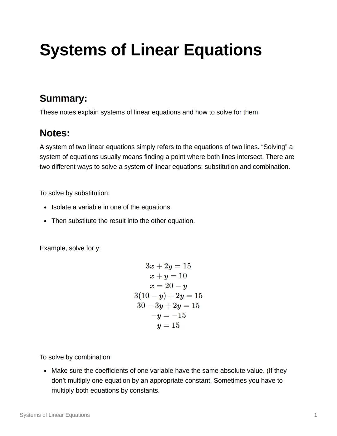 Solving Systems of Linear Equations: Step-by-Step