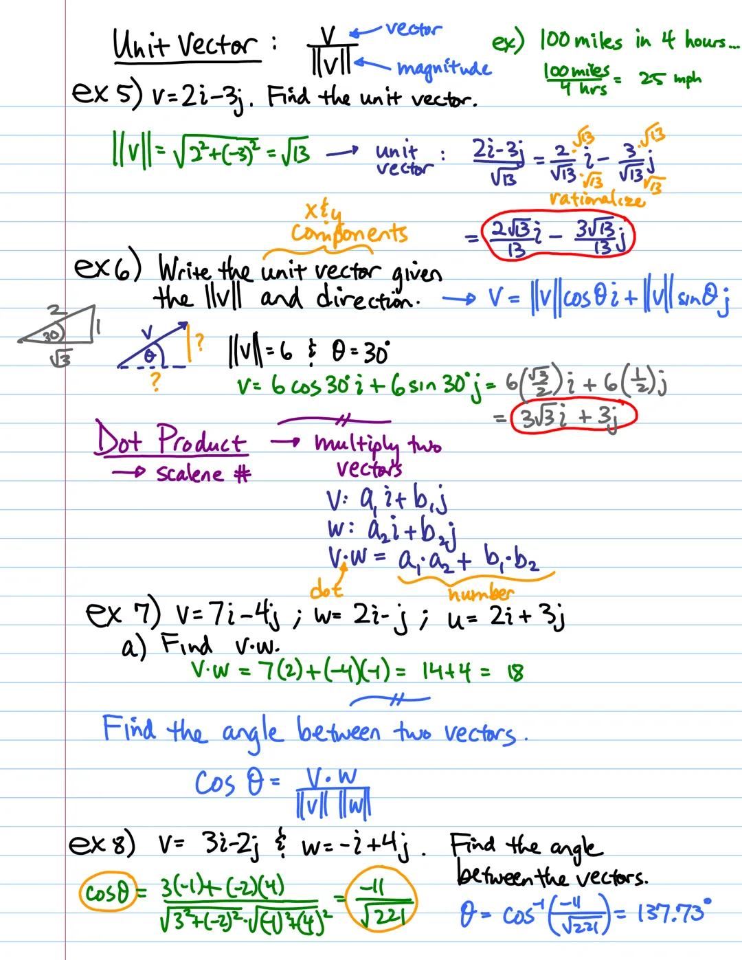 # ½
MON 6.6 & 6.7 Vectors & The Dot Product

terminal

o magnitude = length $||v||$=√a²+b²
Initial
direction = angle

m= 42-41
X2-X

"equal 