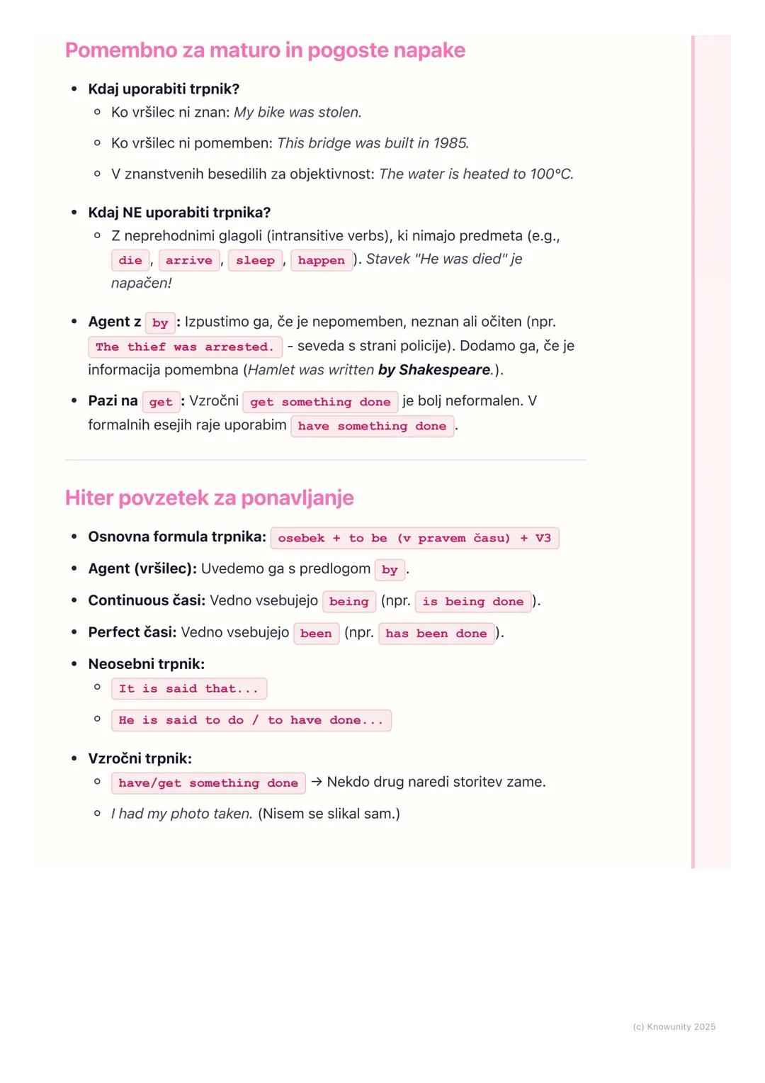 # Trpnik (Passive Voice) in
vzročni trpnik (Causative
Passive)

Uvod v trpnik (Passive voice)

Trpnik ali pasiv je glagolski način, pri kate
