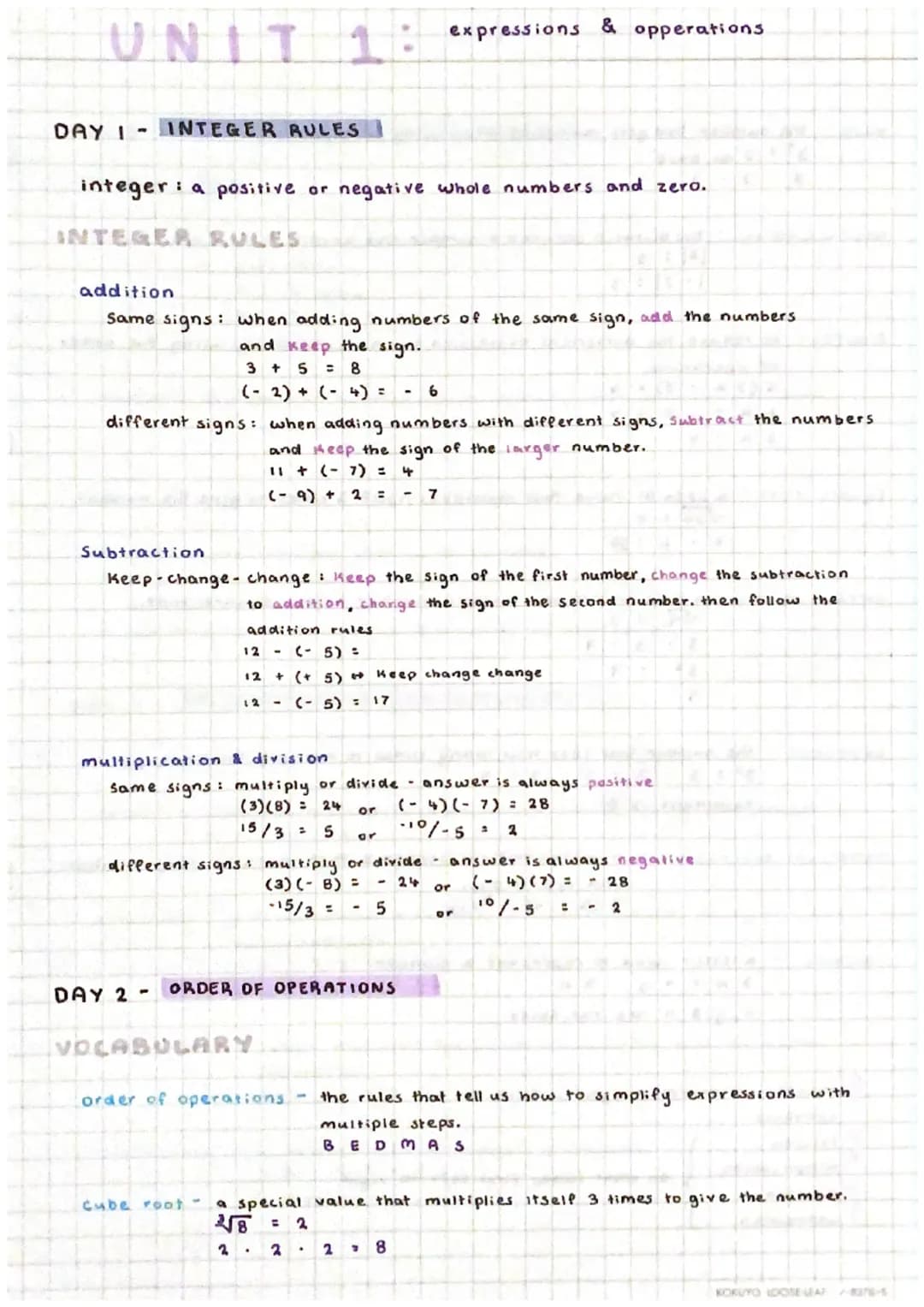 Fun with Numbers: Integer Rules and Order of Operations for Kids!