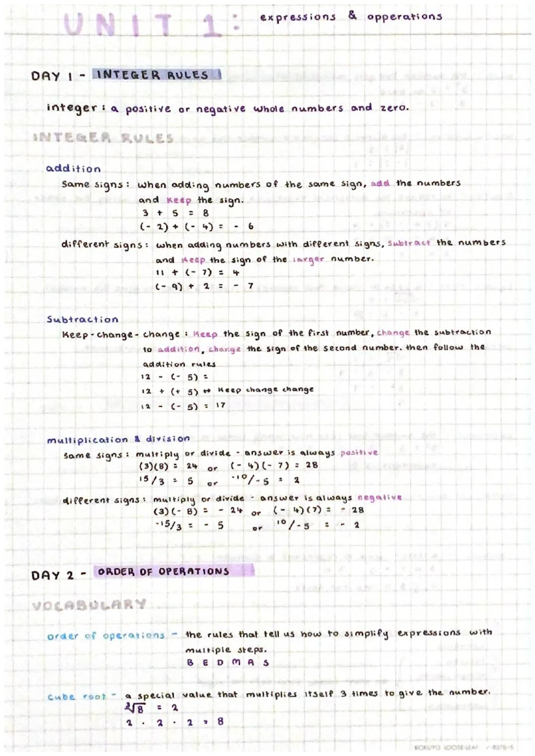 Fun with Numbers: Integer Rules and Order of Operations for Kids!