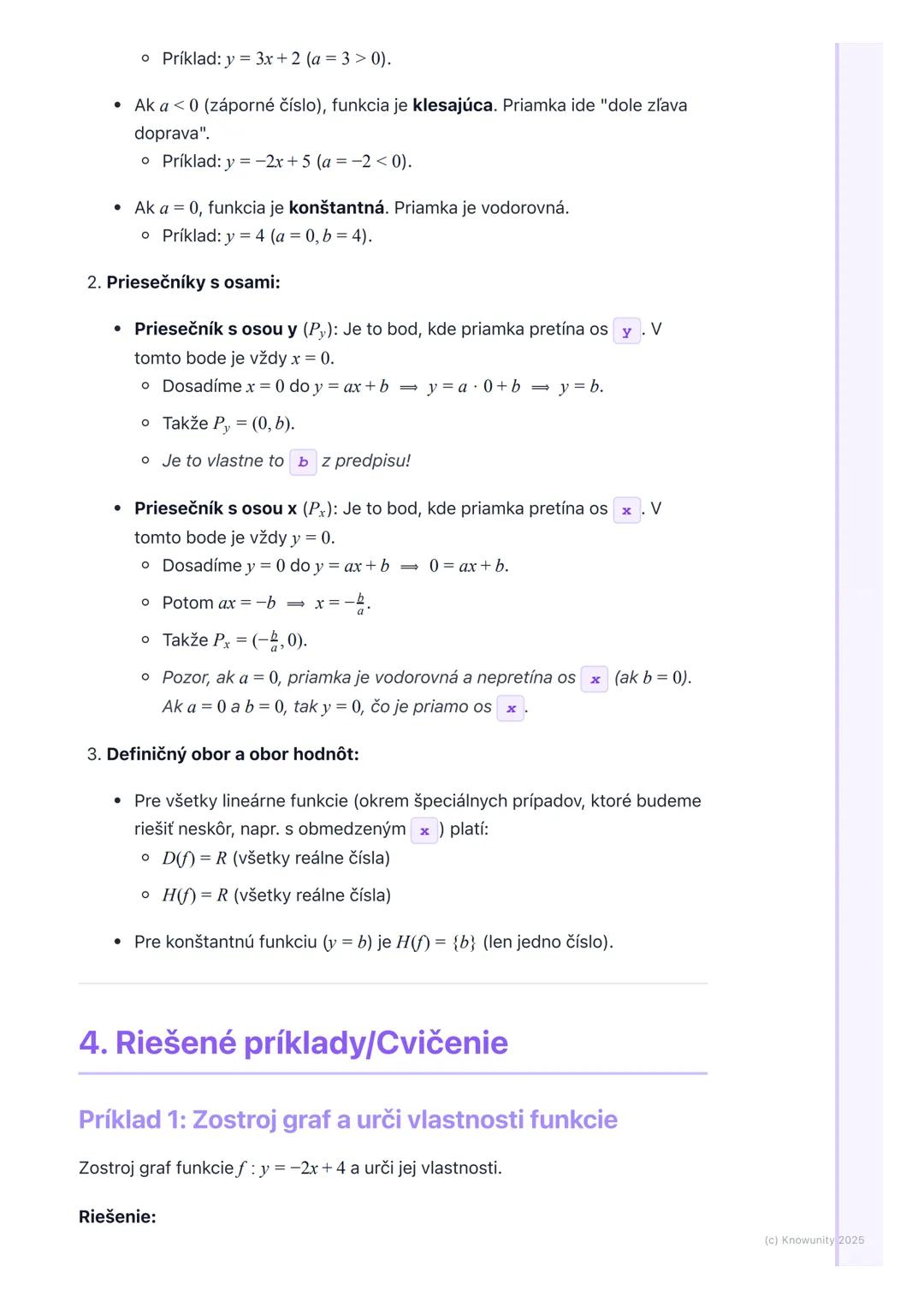 # Lineárna funkcia

1. Prehľad lineárnych funkcií

Lineárna funkcia je veľmi dôležitá téma v matematike, lebo nám pomáha
pochopiť, ako sa me