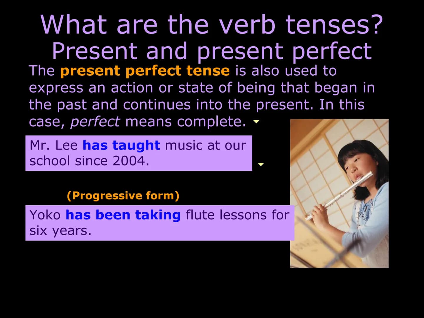 Understanding verb tense
What are the verb tenses?
Present and present perfect
Past and past perfect
Future and future perfect
Consistency o