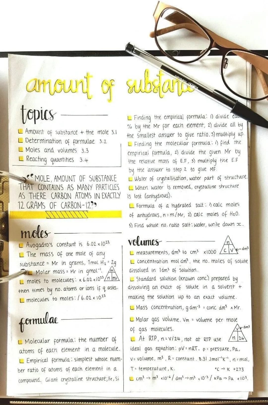 Amount of Substance Notes: Mole Concept, Formulas, and Avogadro's Constant