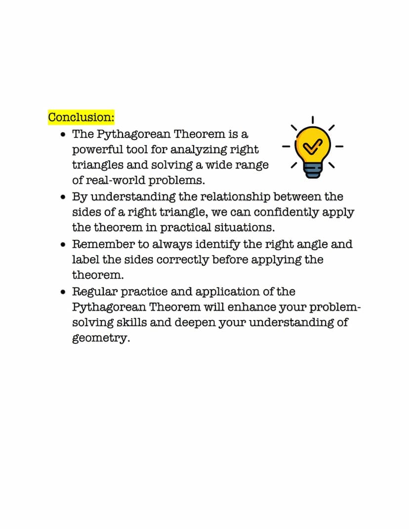 Title: Pythagorean Theorem: Exploring the
Relationship Between Sides of Right Triangles
Introduction:
The Pythagorean Theorem is a fundament
