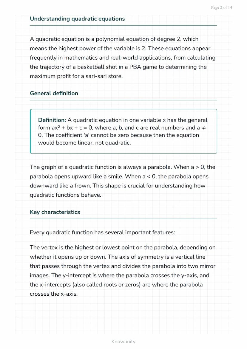 Quadratic equations and functions: Forms and properties
Master the three forms of quadratic equations and
their key properties
What you will