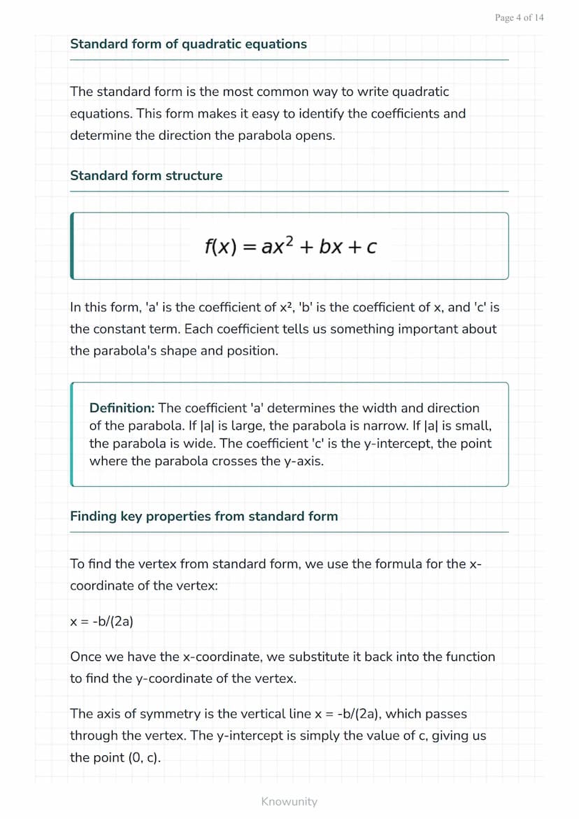 Quadratic equations and functions: Forms and properties
Master the three forms of quadratic equations and
their key properties
What you will