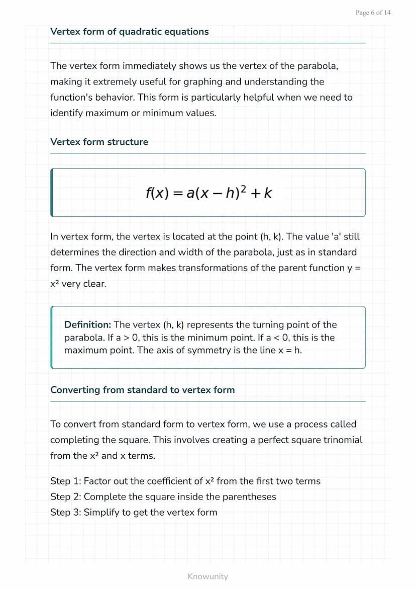 Quadratic equations and functions: Forms and properties
Master the three forms of quadratic equations and
their key properties
What you will