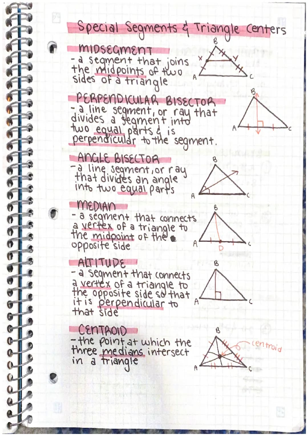 0
UN
3.6 medians, Altitude, & Centroid
Altitude of a triangle is the perpendicular
segment from a vertex to the line
containing the opposite