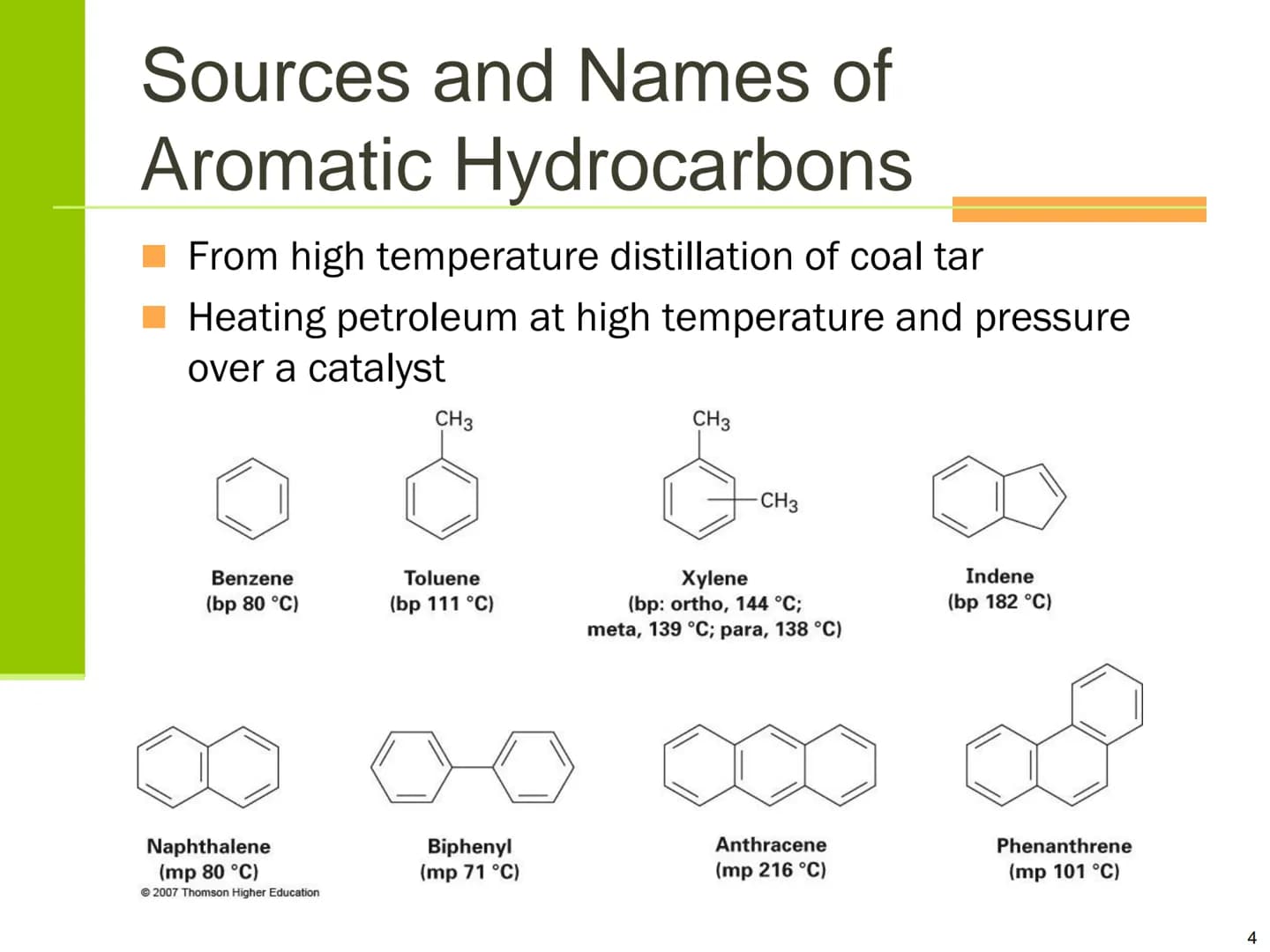 Benzene and Aromaticity Aromatic Compounds
■ Aromatic was used to described some fragrant
compounds in early 19th century
Not correct: later