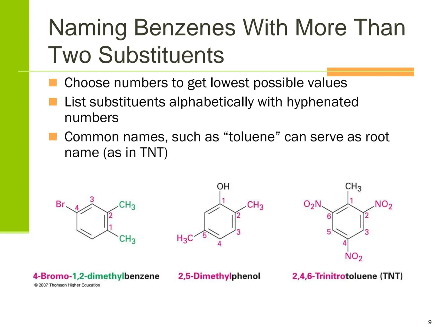 Benzene and Aromaticity Aromatic Compounds
■ Aromatic was used to described some fragrant
compounds in early 19th century
Not correct: later