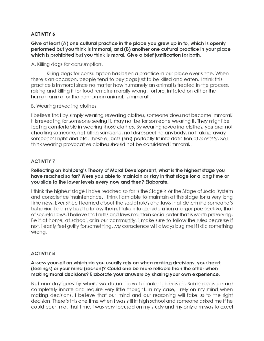 Understanding Cultural Practices and Moral Development