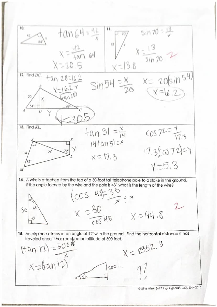 Name:
Date:
Videt Freeman
Per:
Unit 7: Right Triangles & Trigonometry
Homework 4: Trigonometric Ratios &
Finding Missing Sides
**This is a 2