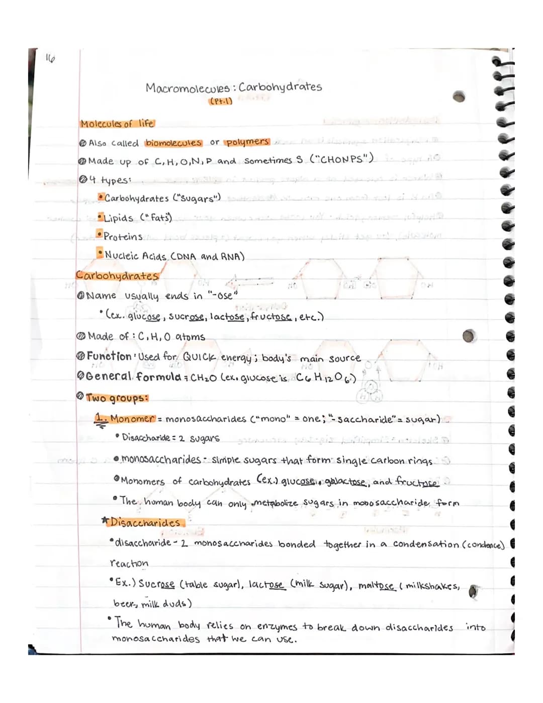 16
Macromolecules: Carbohydrates
(Pt.1)
Molecules of life
Also called biomolecules or polymerse of thesupe
Made up of C, H, O, N, P and Some