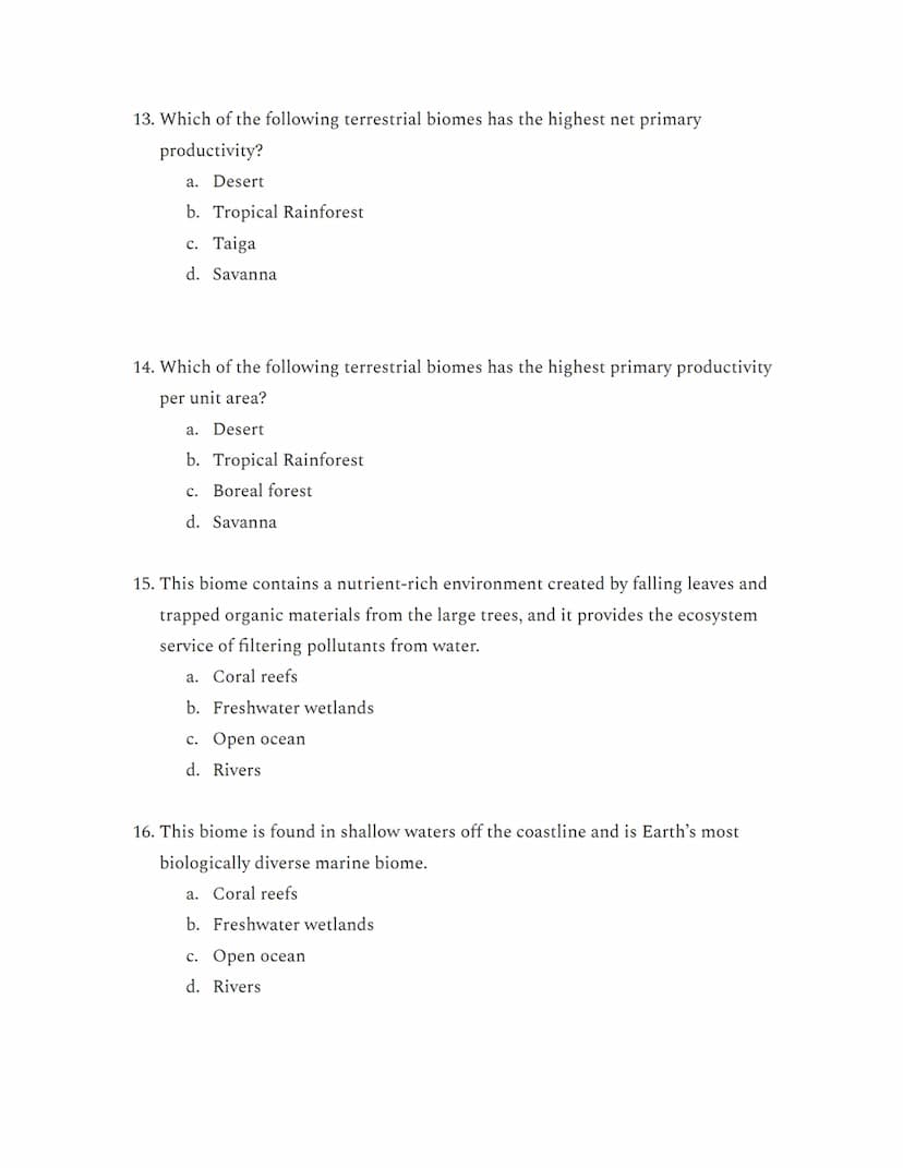 APES Unit 1: Multiple Choice from AP Classroom
Questions 1-3 refer to this diagram:
Bacteria
Nitrates (NO3)
Bacteria
in Soil
Nitrogen Gas (N