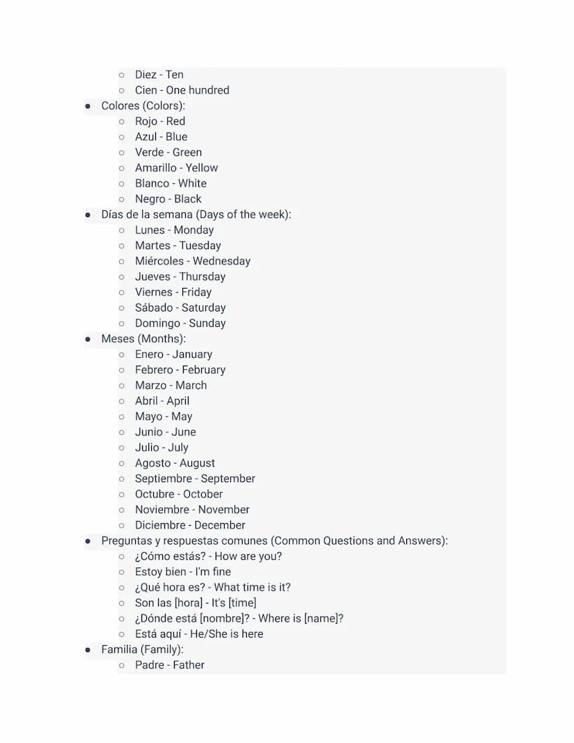 DELE Spanish Proficiency Test Study Note (Spanish 1- High School Level)
Test Overview:
Name: DELE Spanish 1
● Level: Basic proficiency
● Sec