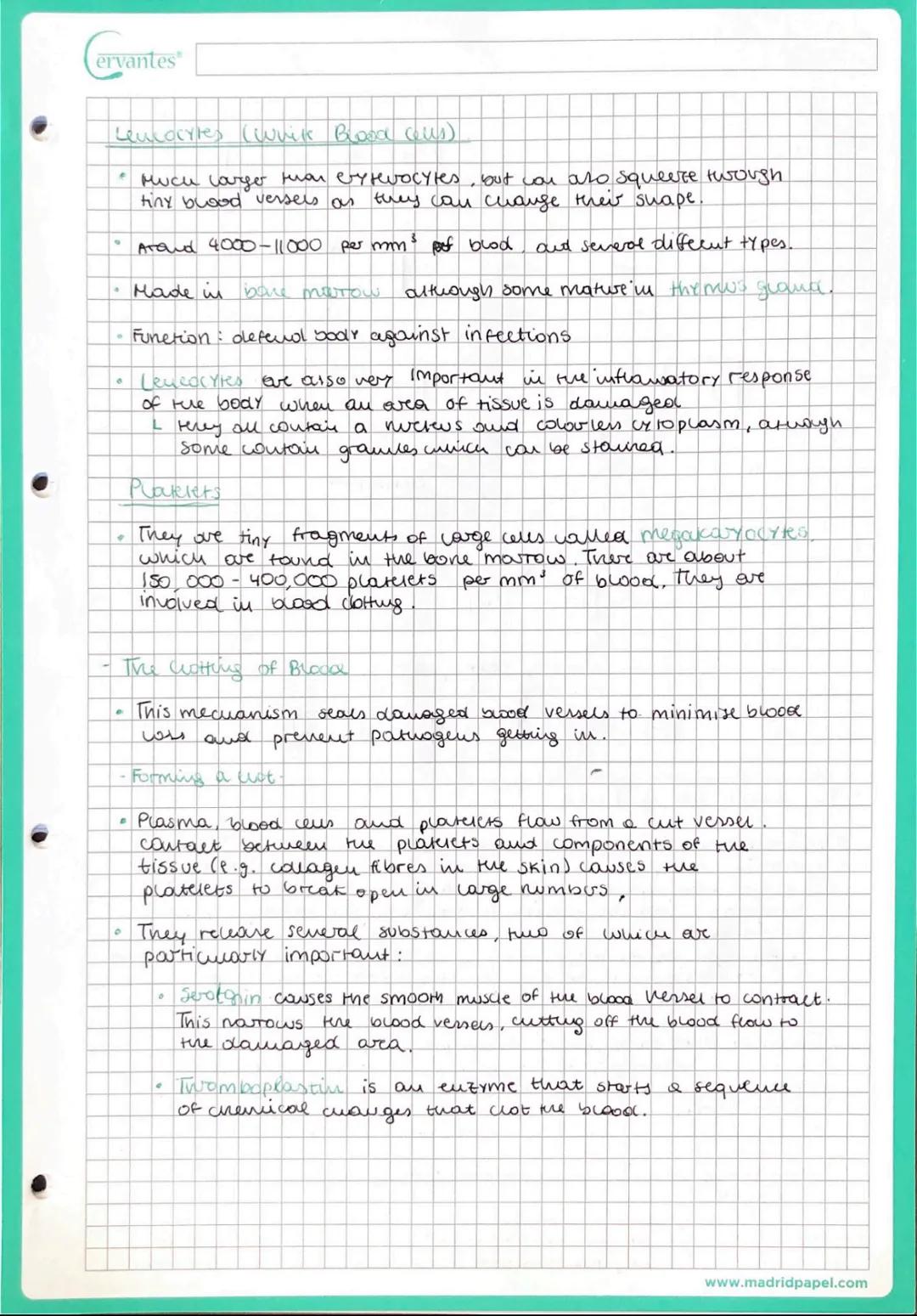 # Cervantes

- Components of blood & functions

Puasma

• Your blood plasma is the fluid part of you mars trasport
System. Over 50% of the b