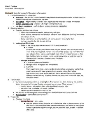 Know Unit 3 Outline: Sensation & Perception thumbnail