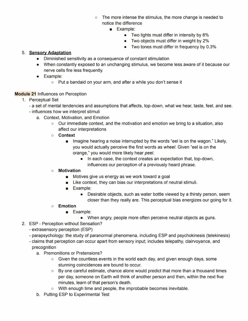 Unit 3 Outline
Sensation & Perception
Module 20 Basic Concepts of of Sensation & Perception
1. Processing sensation & perception
sensation -