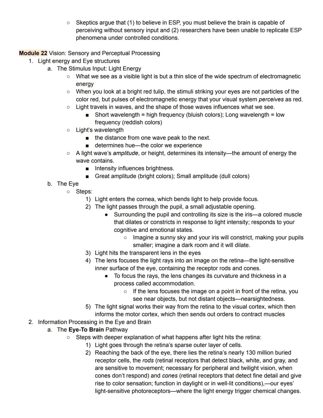 Unit 3 Outline
Sensation & Perception
Module 20 Basic Concepts of of Sensation & Perception
1. Processing sensation & perception
sensation -