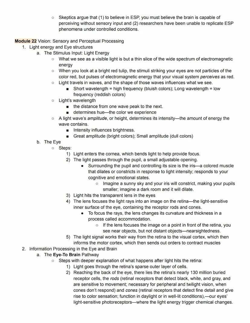 Unit 3 Outline
Sensation & Perception
Module 20 Basic Concepts of of Sensation & Perception
1. Processing sensation & perception
sensation -