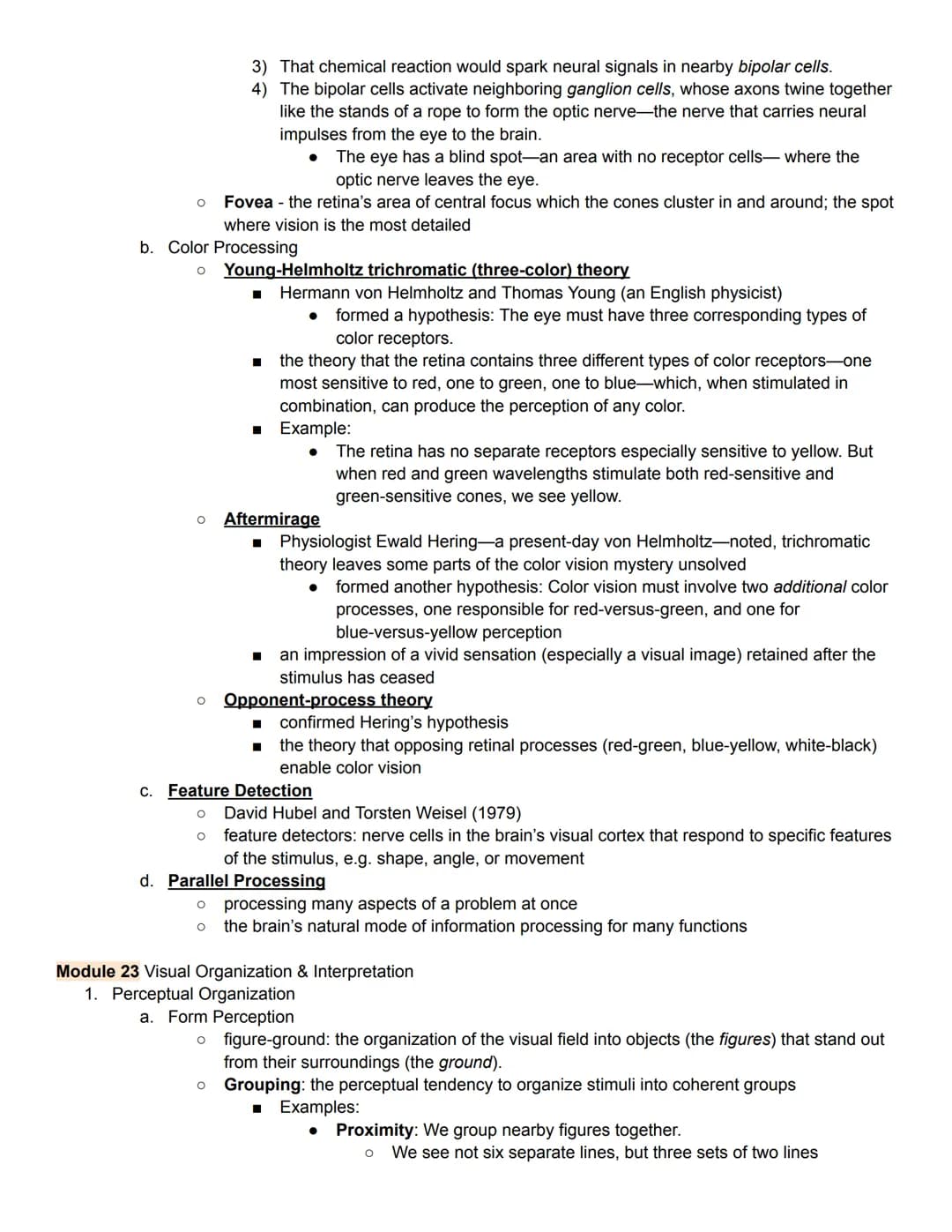 Unit 3 Outline
Sensation & Perception
Module 20 Basic Concepts of of Sensation & Perception
1. Processing sensation & perception
sensation -