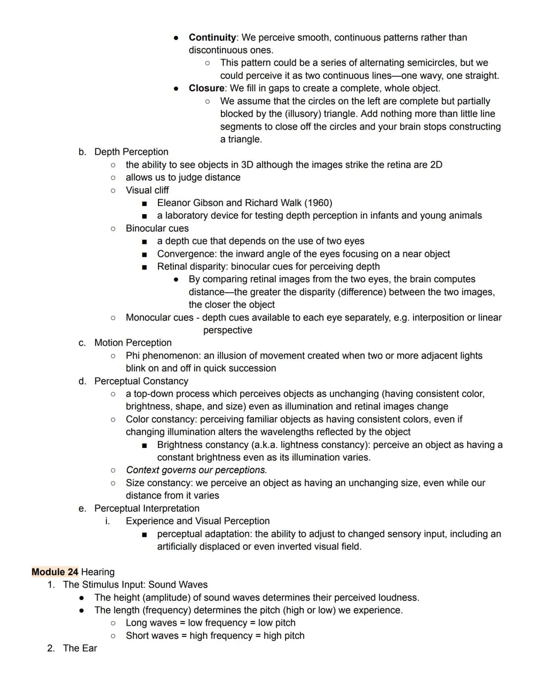 Unit 3 Outline
Sensation & Perception
Module 20 Basic Concepts of of Sensation & Perception
1. Processing sensation & perception
sensation -