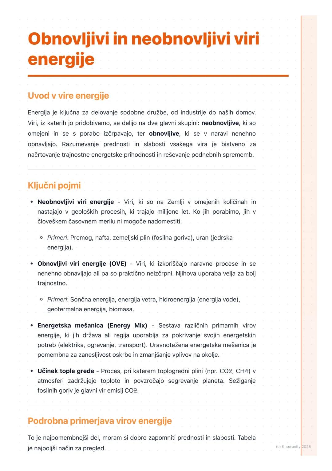 # Obnovljivi in neobnovljivi viri
energije

Uvod v vire energije

Energija je ključna za delovanje sodobne družbe, od industrije do naših do