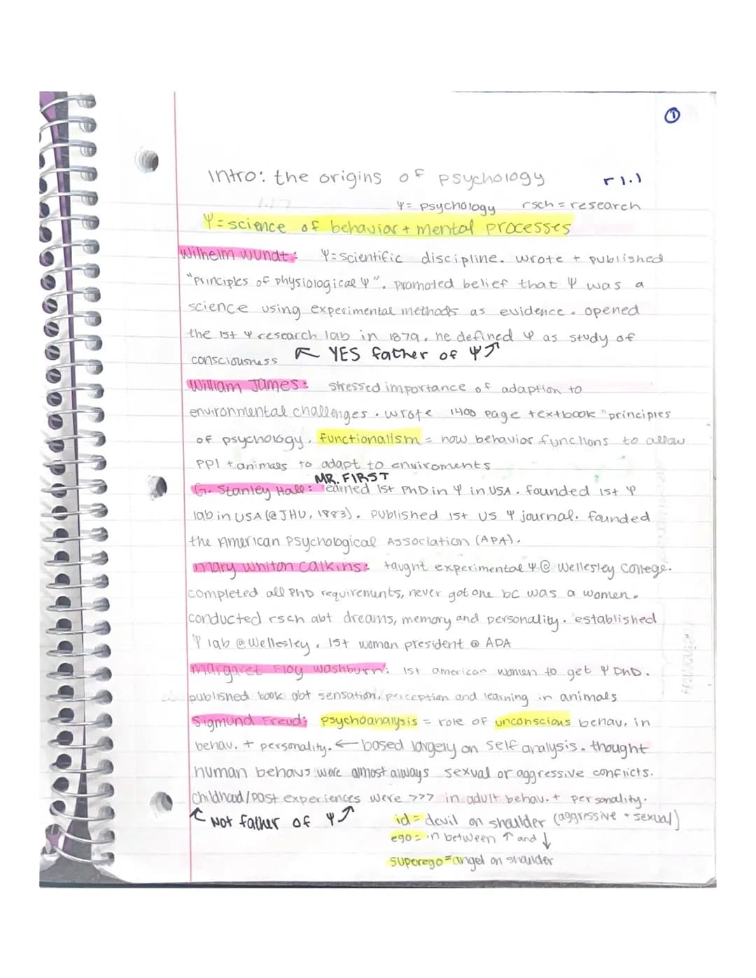 Intro: the origins of
Psychology
rsch = research.
Y = psychology
Y=science of behavior + mental processes
Wilhelm wundt Y=Scientific discipl