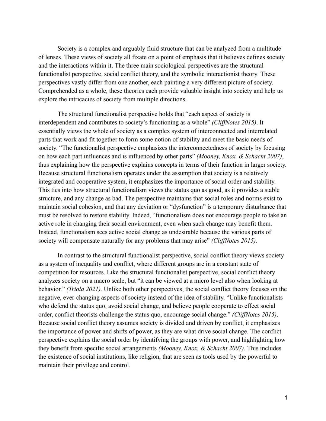 3 Main Sociological Perspectives