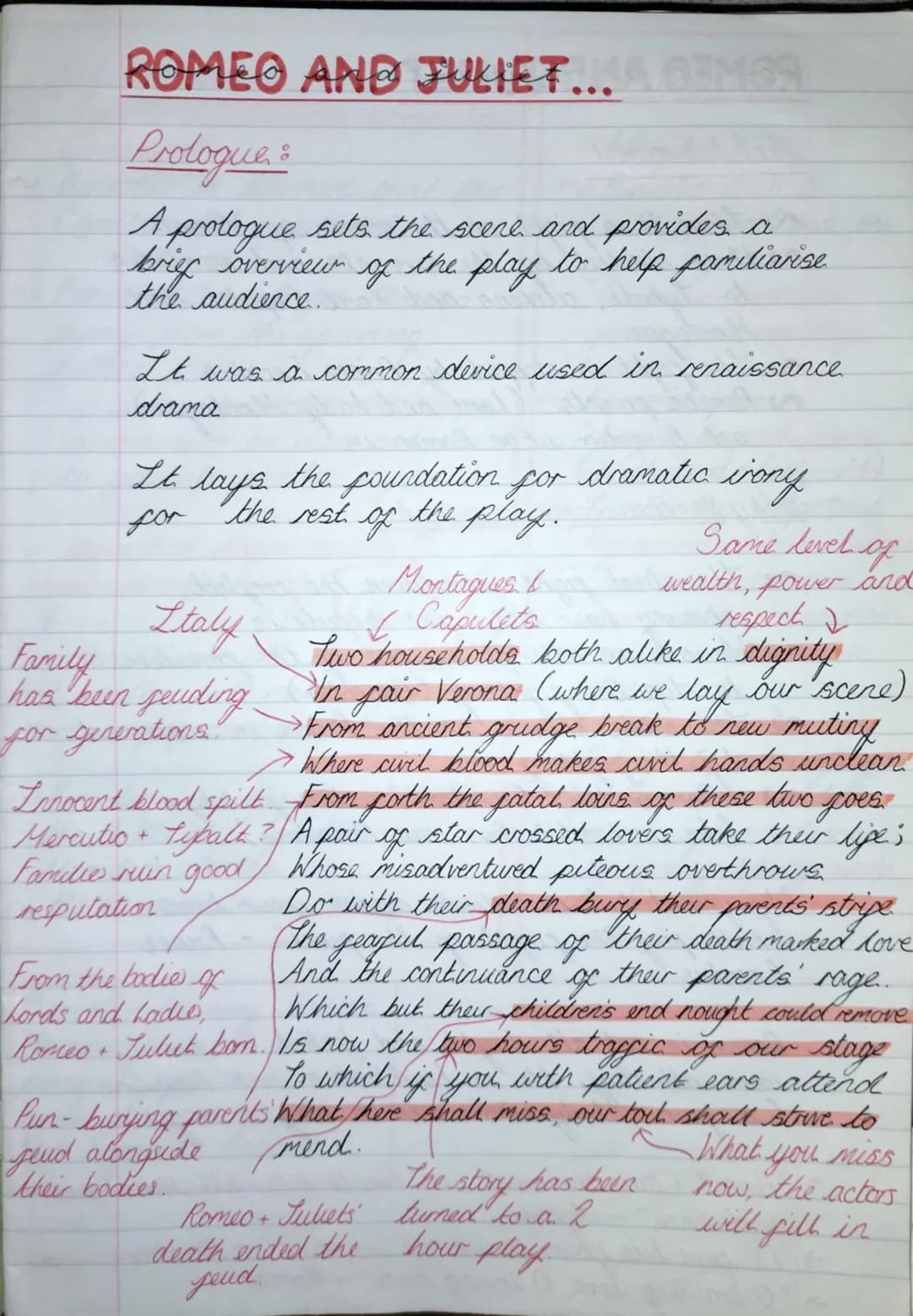 ROMEO AND JULIET...A GEMSA
Prologue &
A prologue sets the scene and provides a
brief overview of the play to help familiarise
the audience.
