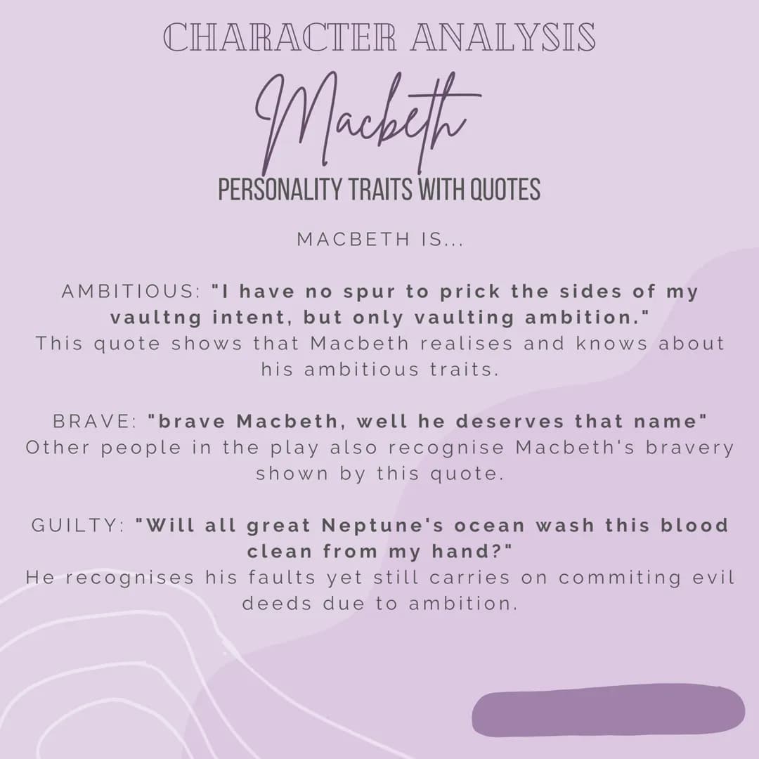 
<h2 id="macbethspersonalitytraits">Macbeth's Personality Traits</h2>
<p>Macbeth is initially portrayed as a brave hero in the play. He is d