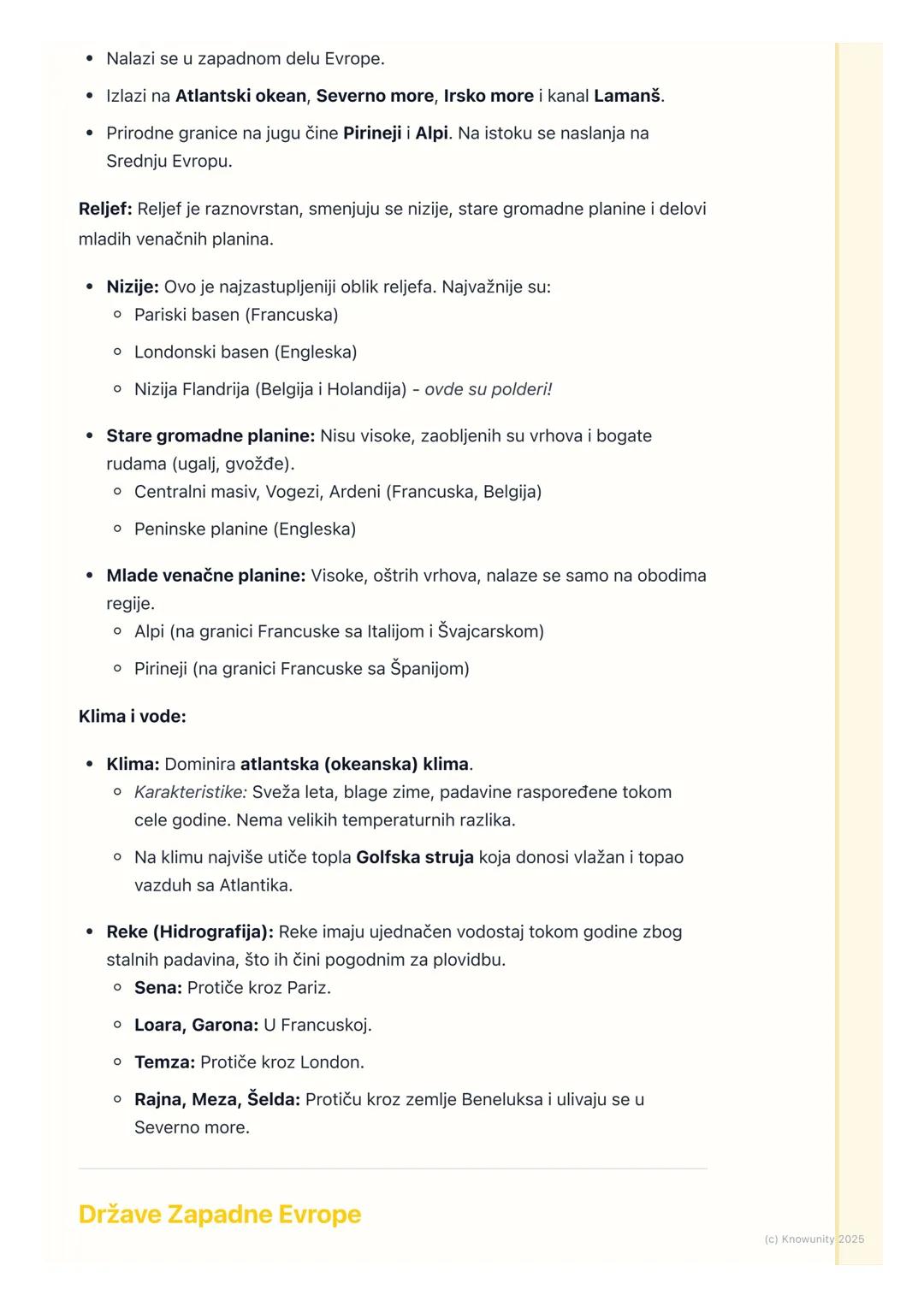 # Zapadna Evropa

Uvod u Zapadnu Evropu

Zapadna Evropa je regija koja obuhvata države koje izlaze na Atlantski okean.
To je jedan od najraz