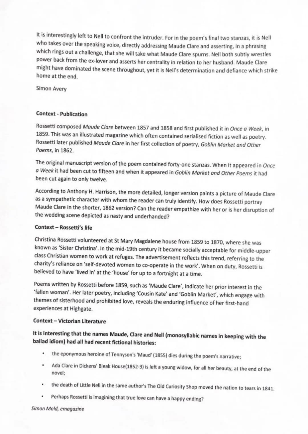 MAUDE CLARE
Structure
.
.
.
This is a ballad, although the rhyme in each quatrain doesn't follow the traditional ABAB
rhyme scheme, but inst